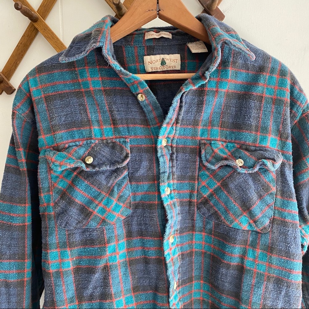 Vintage Single Stitch Plaid Flannel Button Down - Picture 3 of 7